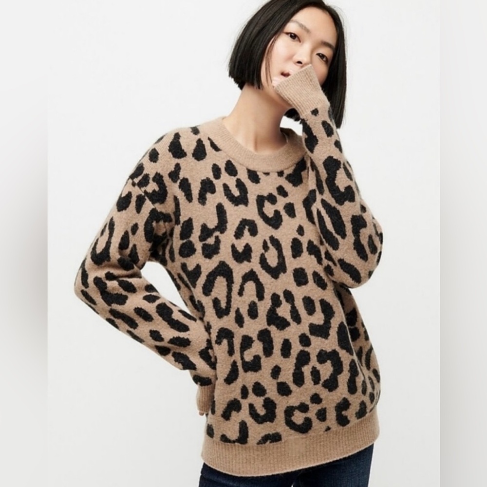 JCrew Leopard Print Sweater - Tan and Black